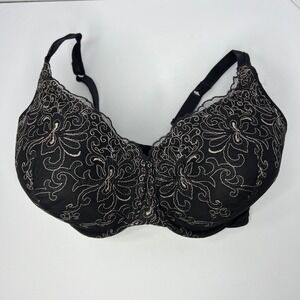 Playtex Black Embroidered Underwire Bra 36DDD Style 4513 Floral Lace Support